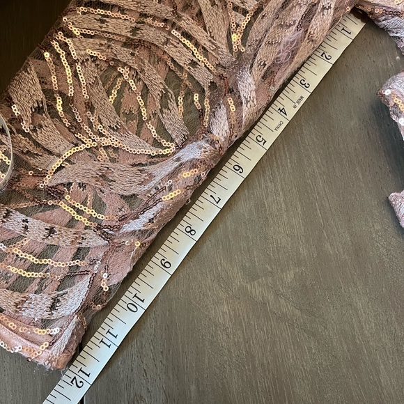 Tahari 3/4 sleeve rose-gold sequin gown - Picture 10 of 11